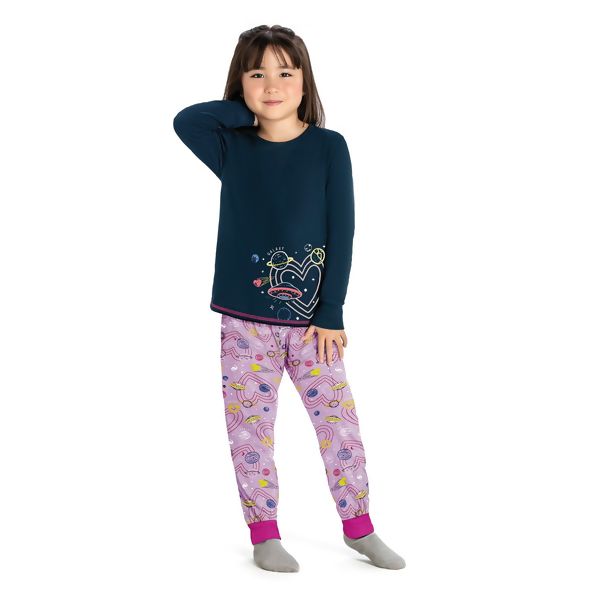 Pijama Infantil Menina Infantil Juvenil Brilha no Escuro Elian 13095