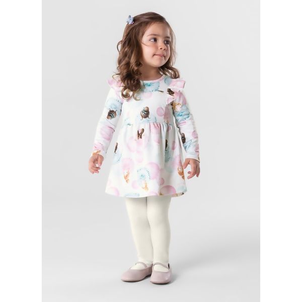 Vestido Infantil Manga Longa Menina Mundi 55270