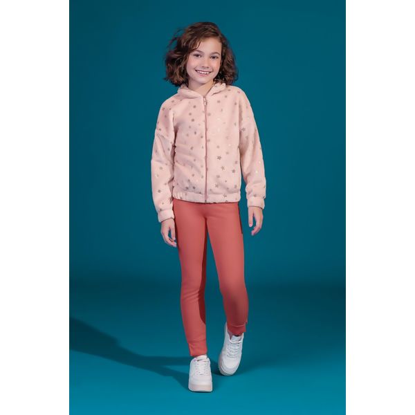 Conjunto Infantil Menina Jaqueta Pelo Curto Estrelado Legging Colorittá 75126