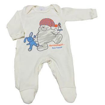 Macacão Pijama Bebê Manga longa com Pezinho Dorminhoco Menino Bicho Molhado 8514k